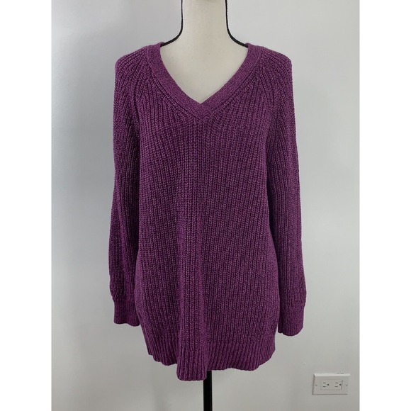 Lane Bryant Women's Cable Knit Cold Shoulder Sweater Purple Plus Size 18/20 - Picture 1 of 5